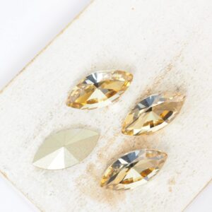 9x18 mm Navette glass cabochon Golden Shadow x 4 pc(s)