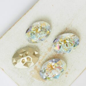 13x18 mm Oval Moonface glass Cabochon Crystal Laser Light x 4 pc(s)