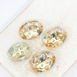 13x18 mm Oval Moonface glass Cabochon Golden Shadow x 4 pc(s)
