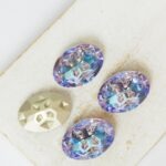 13x18 mm Oval Moonface glass Cabochon Vitrail Light x 4 pc(s)