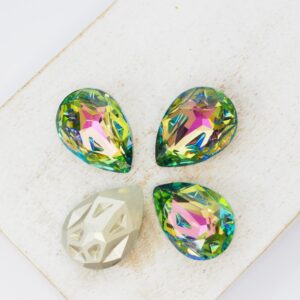 13x18 mm Pear Moonface glass Cabochon Vitrail Rose x 4 pc(s)