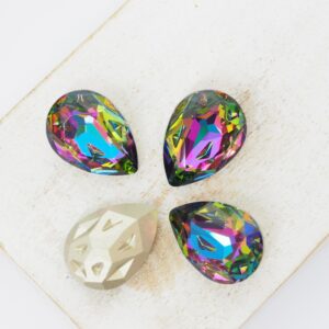 13x18 mm Pear Moonface glass Cabochon Volcano x 4 pc(s)