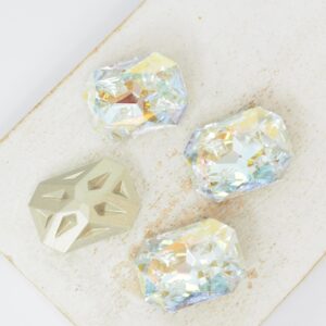 13x18 mm Rectangle Moonface glass Cabochon Crystal Laser Light x 4 pc(s)