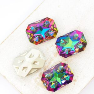 13x18 mm Rectangle Moonface glass Cabochon Volcano x 4 pc(s)