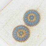 18 mm  Starbloom handmade glass cabochon Aquamarine Opal with Gold Wash x 2 pc(s)