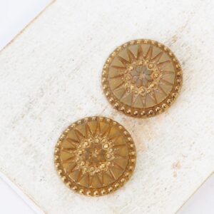 18 mm Starbloom handmade glass cabochon Topaz Opal with Gold Wash x 2 pc(s)