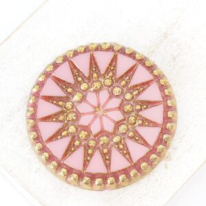 34 mm Starbloom handmade glass cabochon Antique Rose with Gold Wash x 1 pc(s)