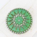 34 mm  Starbloom handmade glass cabochon Grass Green Opal with Silver Wash x 1 pc(s)