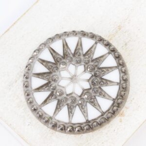 34 mm Starbloom handmade glass cabochon White with Silver Wash x 1 pc(s)