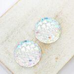 18 mm  Triangle Embrace handmade glass cabochon Crystal AB x 2 pc(s)