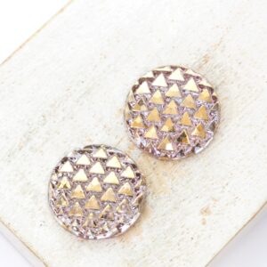 18 mm Triangle Embrace handmade glass cabochon Gold Crystal x 2 pc(s)