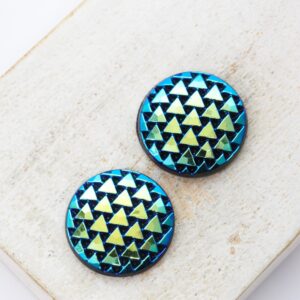 18 mm Triangle Embrace handmade glass cabochon Jet AB x 2 pc(s)