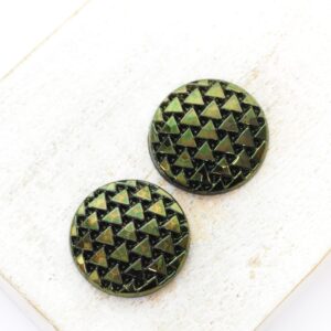 18 mm Triangle Embrace handmade glass cabochon Jet Green Iris x 2 pc(s)