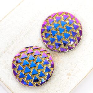 22.5 mm Triangle Embrace handmade glass cabochon Gold Bermuda Blue x 2 pc(s)