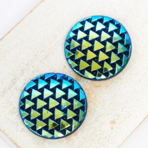 22.5 mm Triangle Embrace handmade glass cabochon Jet AB x 2 pc(s)