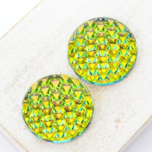 22.5 mm Triangle Embrace handmade glass cabochon Vitrail Yellow x 2 pc(s)
