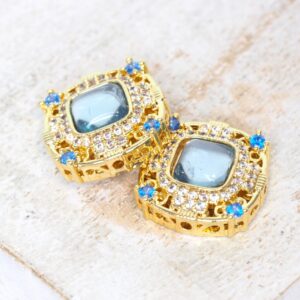 14x14 mm Azure Sparkly Square Charm Gold-colored x 2 pc(s)