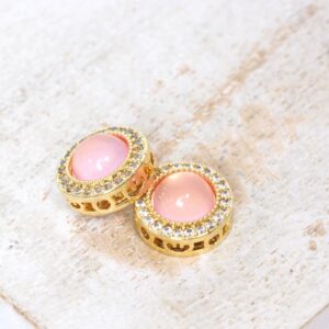 5x10 mm Sparkly Treasure Charm Pink Opal Gold-colored x 2 pc(s)