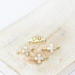 7.5x11 mm Four Petal Flower 2 Hole Spacer Bar Gold-colored x 4 pc(s)