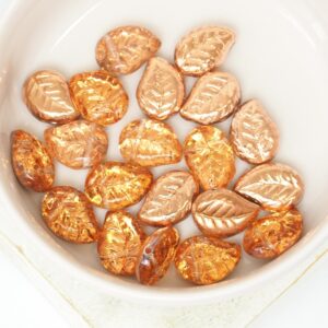 9x12 mm Leaf beads Crystal Capri Gold x 20 pc(s)