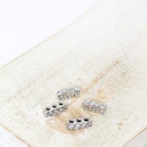 2x8 mm Four Zircon 3 Hole Spacer Bar Platinum-colored x 4 pc(s)