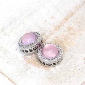 5x10 mm Sparkly Treasure Charm Pink Opal Platinum-colored x 2 pc(s)