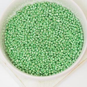 11/0 Miyuki seed beads 4214 Duracoat Galvanized Dark Mint Green x 5 g