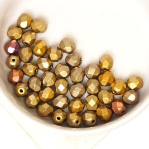 6 mm Fire-polished round beads Matte Metallic Gold Iris x 40 pc(s)