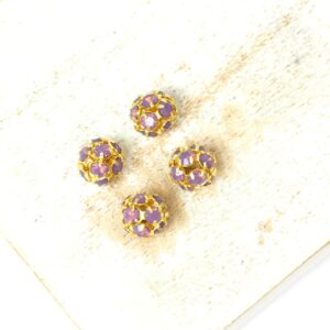 6 mm Preciosa fancy ball bead Amethyst Opal in Gold-colored setting x 4 pc(s)