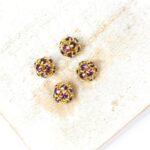 6 mm Preciosa fancy ball bead Amethyst in Gold-colored setting x 4 pc(s)