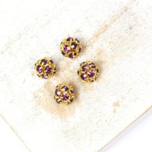 6 mm Preciosa fancy ball bead Amethyst in Gold-colored setting x 4 pc(s)