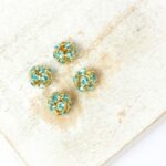 6 mm Preciosa fancy ball bead Aqua Bohemica in Gold-colored setting x 4 pc(s)