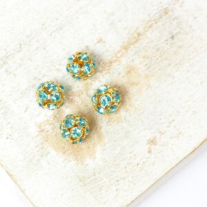 6 mm Preciosa fancy ball bead Aqua Bohemica in Gold-colored setting x 4 pc(s)