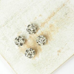 6 mm Preciosa fancy ball bead Black Diamond in Silver-colored setting x 4 pc(s)