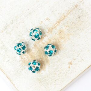 6 mm Preciosa fancy ball bead Blue Zircon in Silver-colored setting x 4 pc(s)