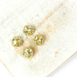 6 mm Preciosa fancy ball bead Chrysolite in Gold-colored setting x 4 pc(s)
