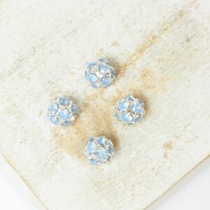 6 mm Preciosa fancy ball bead Light Sapphire Opal in Silver-colored setting x 4 pc(s)