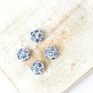6 mm Preciosa fancy ball bead Light Sapphire in Silver-colored setting x 4 pc(s)