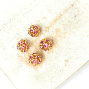 6 mm Preciosa fancy ball bead Rose in Gold-colored setting x 4 pc(s)