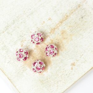 6 mm Preciosa fancy ball bead Rose in Silver-colored setting x 4 pc(s)