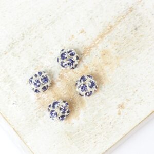 6 mm Preciosa fancy ball bead Tanzanite in Silver-colored setting x 4 pc(s)