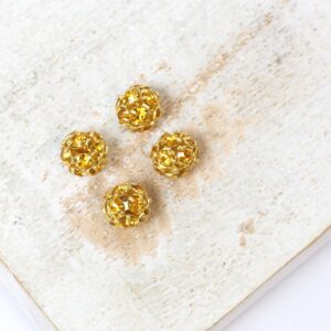 6 mm Preciosa fancy ball bead Topaz in Gold-colored setting x 4 pc(s)
