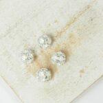 6 mm Preciosa fancy ball bead White Opal in Silver-colored setting x 4 pc(s)