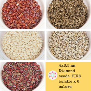 4x6.5 mm Diamond beads FIRE bundle x 6 colors