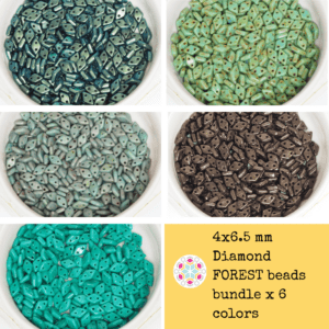 4x6.5 mm Diamond FOREST beads bundle x 6 colors