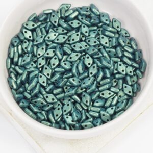 4x6.5 mm Diamond beads Metallic Suede Light Green x 5 g
