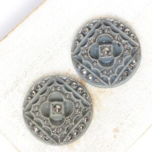 22.5 mm  Sweet Margaretha handmade glass cabochon Dark Grey with Silver Wash x 2 pc(s)