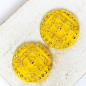 22.5 mm  Sweet Margaretha handmade glass cabochon Golden Yellow with Gold Wash x 2 pc(s)