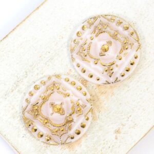 22.5 mm  Sweet Margaretha handmade glass cabochon Light Rose with Gold Wash x 2 pc(s)