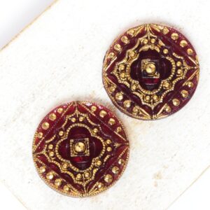 22.5 mm  Sweet Margaretha handmade glass cabochon Transparent Fuchsia with Gold Wash x 2 pc(s)